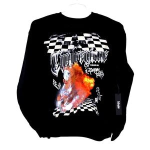 Civil Regime Men Black Fueled By Rebel Youths Horse Graphic Sweatshirt Large NEW